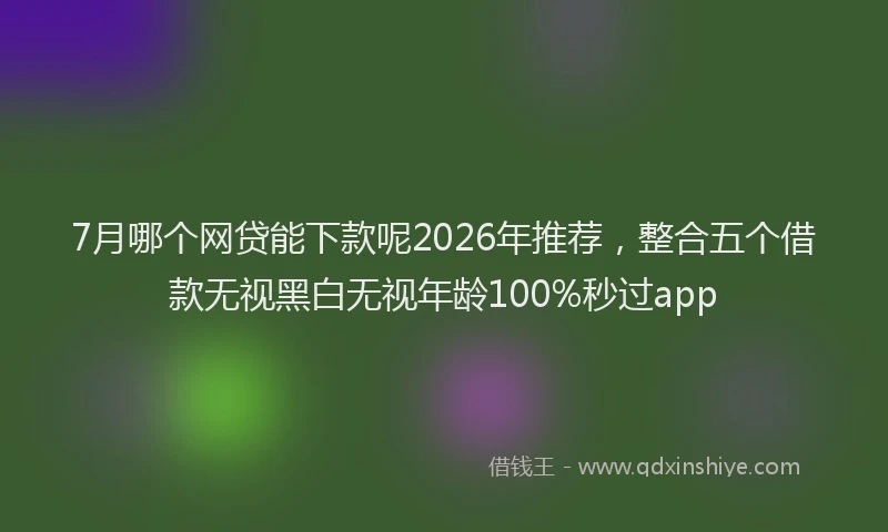 7月哪个网贷能下款呢2026年推荐,整合五个借款无视黑白无视年龄100%秒过app