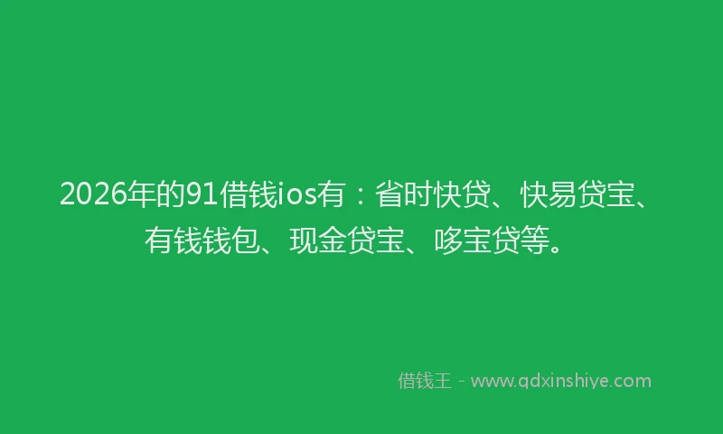 2026年的91借钱ios有：省时快贷、快易贷宝、有钱钱包、现金贷宝、哆宝贷等。