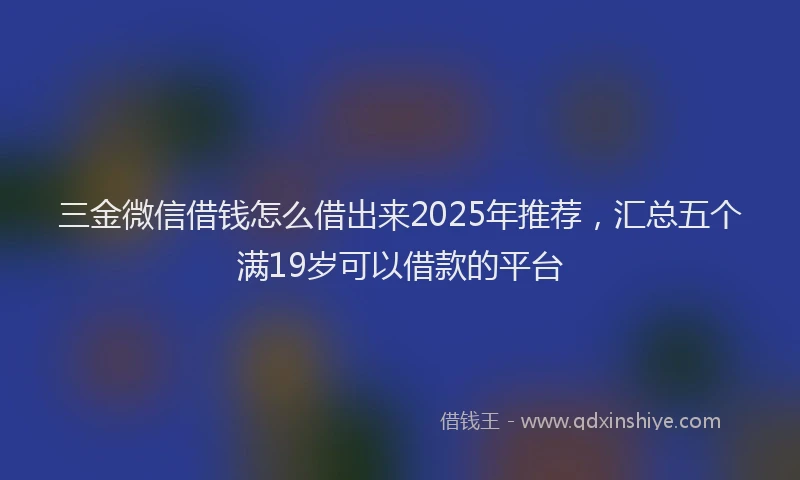 三金微信借钱怎么借出来2025年推荐，汇总五个满19岁可以借款的平台