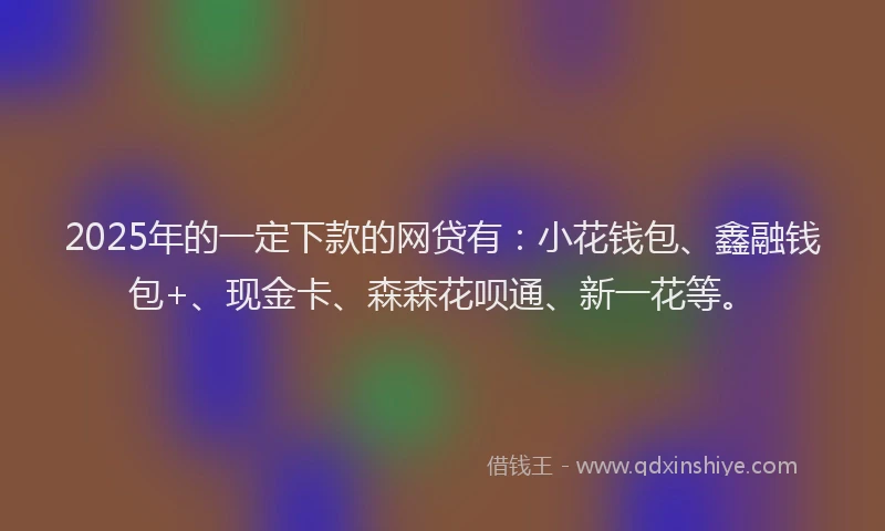 2025年的一定下款的网贷有：小花钱包、鑫融钱包+、现金卡、森森花呗通、新一花等。