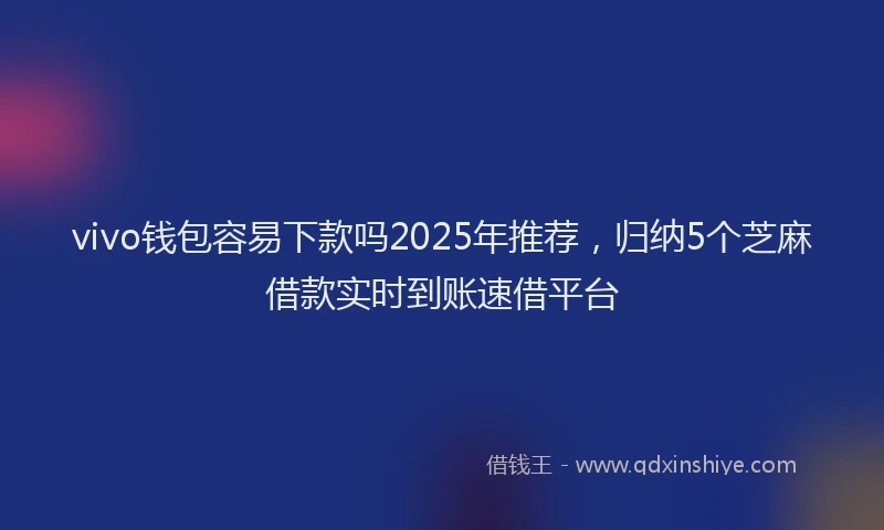 vivo钱包容易下款吗2025年推荐，归纳5个芝麻借款实时到账速借平台
