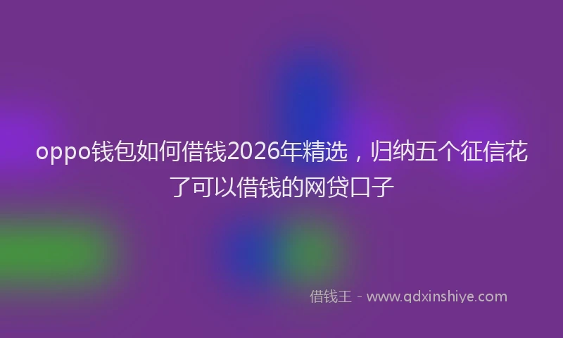 oppo钱包如何借钱2026年精选，归纳五个征信花了可以借钱的网贷口子