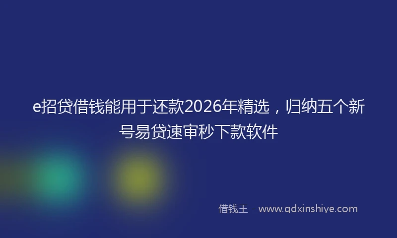 e招贷借钱能用于还款2026年精选,归纳五个新号易贷速审秒下款软件