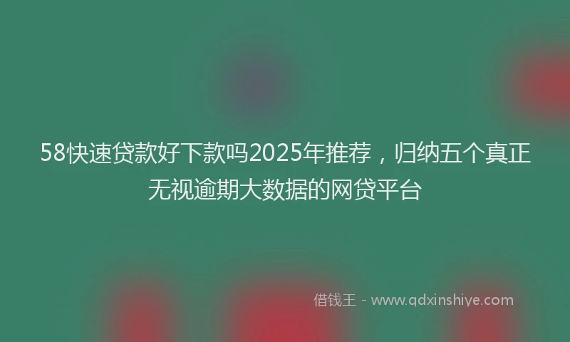 58快速贷款好下款吗2025年推荐，归纳五个真正无视逾期大数据的网贷平台