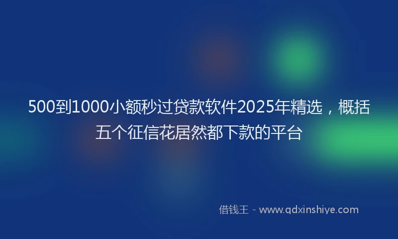 500到1000小额秒过贷款软件2025年精选，概括五个征信花居然都下款的平台