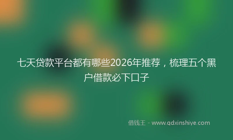 七天贷款平台都有哪些2026年推荐，梳理五个黑户借款必下口子