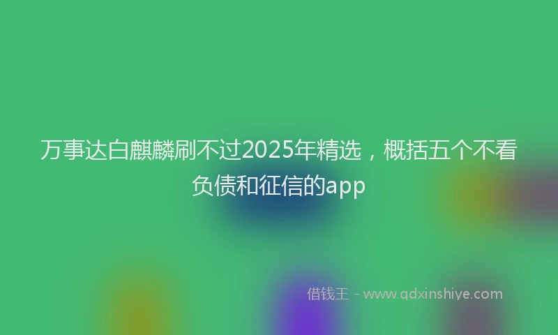 万事达白麒麟刷不过2025年精选，概括五个不看负债和征信的app