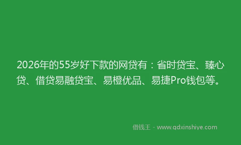 2026年的55岁好下款的网贷有：省时贷宝、臻心贷、借贷易融贷宝、易橙优品、易捷Pro钱包等。