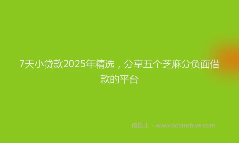 7天小贷款2025年精选，分享五个芝麻分负面借款的平台