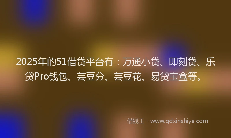 2025年的51借贷平台有：万通小贷、即刻贷、乐贷Pro钱包、芸豆分、芸豆花、易贷宝盒等。