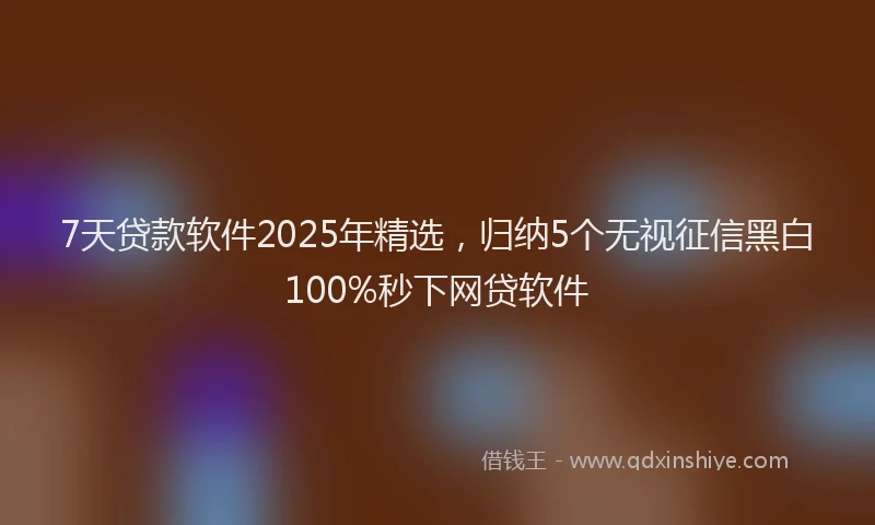7天贷款软件2025年精选，归纳5个无视征信黑白100%秒下网贷软件