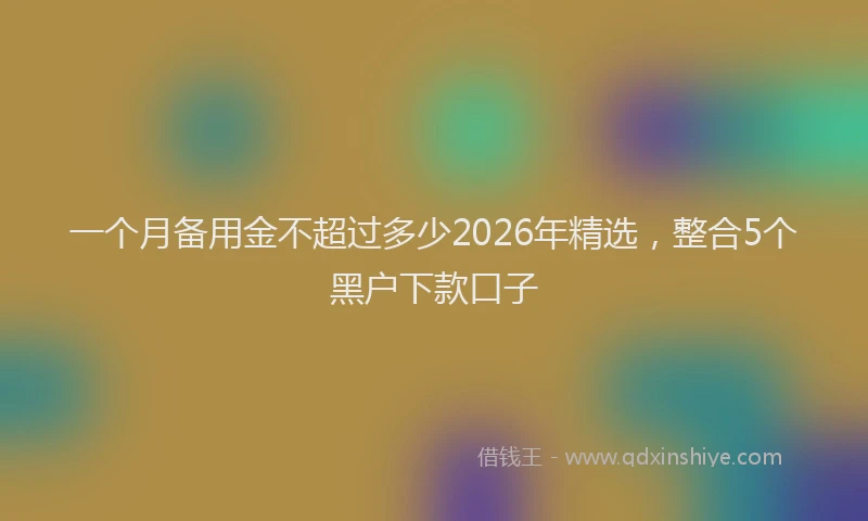 一个月备用金不超过多少2026年精选，整合5个黑户下款口子