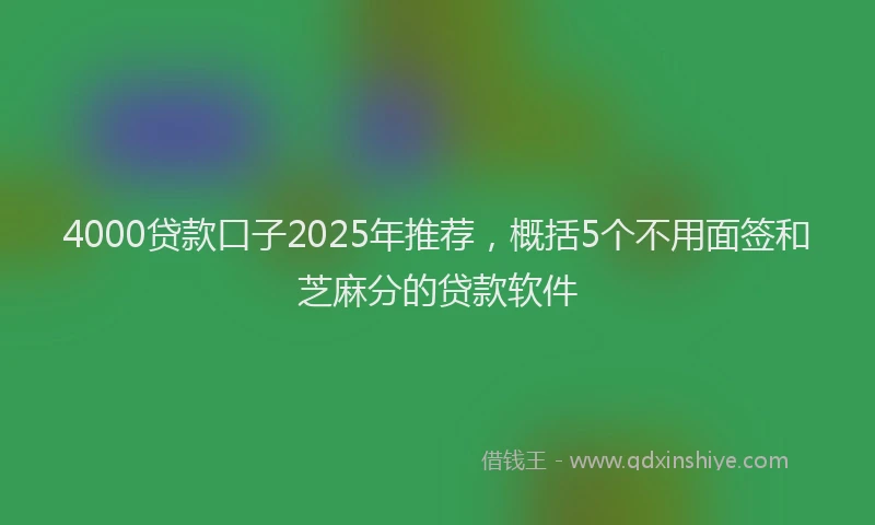 4000贷款口子2025年推荐，概括5个不用面签和芝麻分的贷款软件