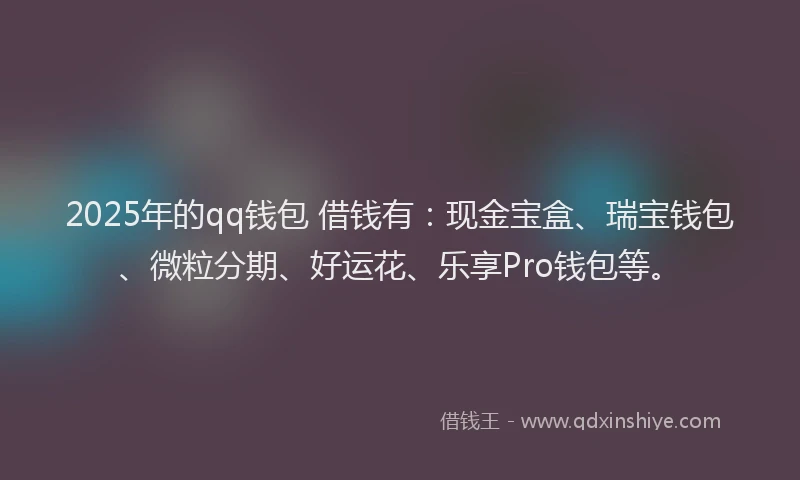 2025年的qq钱包 借钱有：现金宝盒、瑞宝钱包、微粒分期、好运花、乐享Pro钱包等。