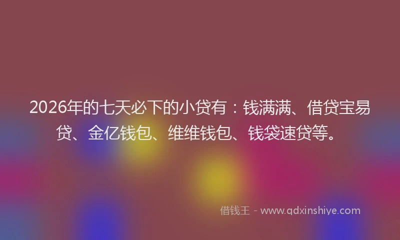 2026年的七天必下的小贷有：钱满满、借贷宝易贷、金亿钱包、维维钱包、钱袋速贷等。