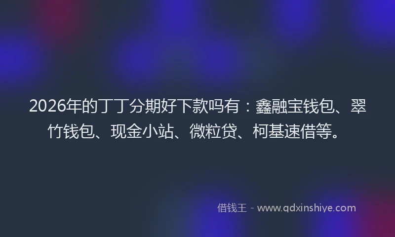 2026年的丁丁分期好下款吗有：鑫融宝钱包、翠竹钱包、现金小站、微粒贷、柯基速借等。