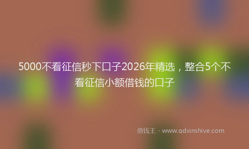 5000不看征信秒下口子2026年精选，整合5个不看征信小额借钱的口子
