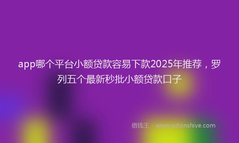 app哪个平台小额贷款容易下款2025年推荐，罗列五个最新秒批小额贷款口子
