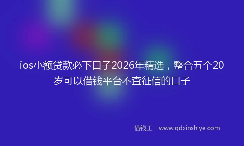 ios小额贷款必下口子2026年精选，整合五个20岁可以借钱平台不查征信的口子
