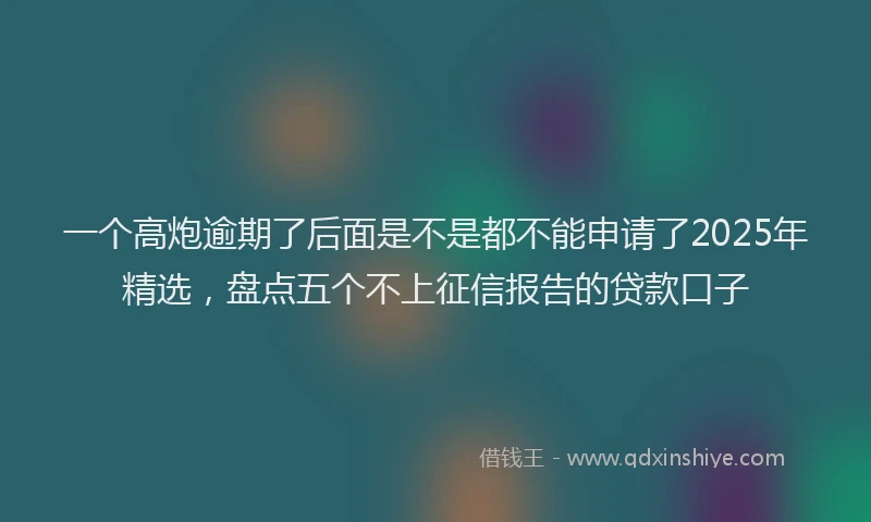 一个高炮逾期了后面是不是都不能申请了2025年精选，盘点五个不上征信报告的贷款口子