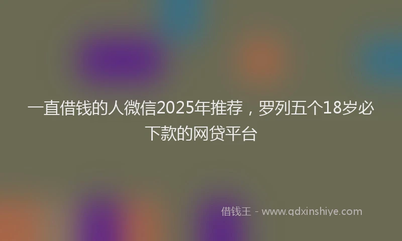 一直借钱的人微信2025年推荐，罗列五个18岁必下款的网贷平台