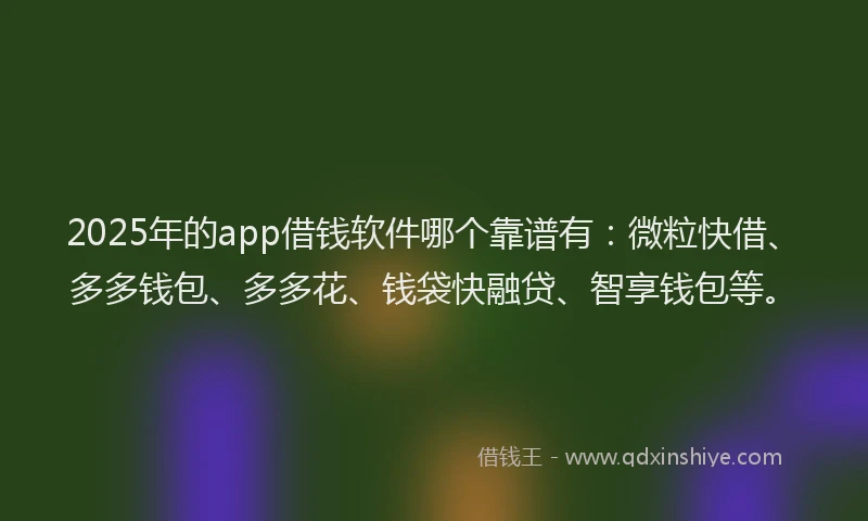 2025年的app借钱软件哪个靠谱有：微粒快借、多多钱包、多多花、钱袋快融贷、智享钱包等。
