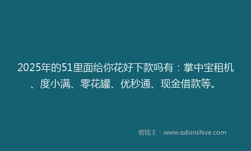 2025年的51里面给你花好下款吗有:掌中宝租机、度小满、零花罐、优秒通、现金借款等。