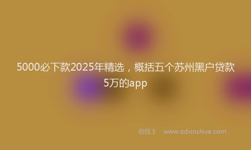 5000必下款2025年精选，概括五个苏州黑户贷款5万的app