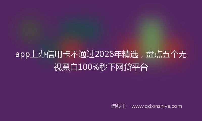 app上办信用卡不通过2026年精选,盘点五个无视黑白100%秒下网贷平台