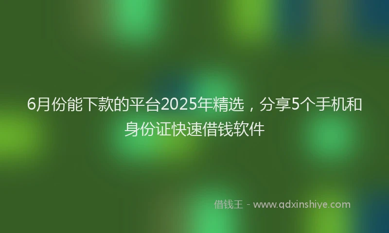 6月份能下款的平台2025年精选，分享5个手机和身份证快速借钱软件