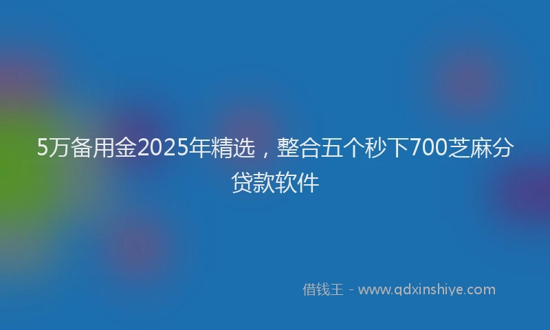 5万备用金2025年精选，整合五个秒下700芝麻分贷款软件