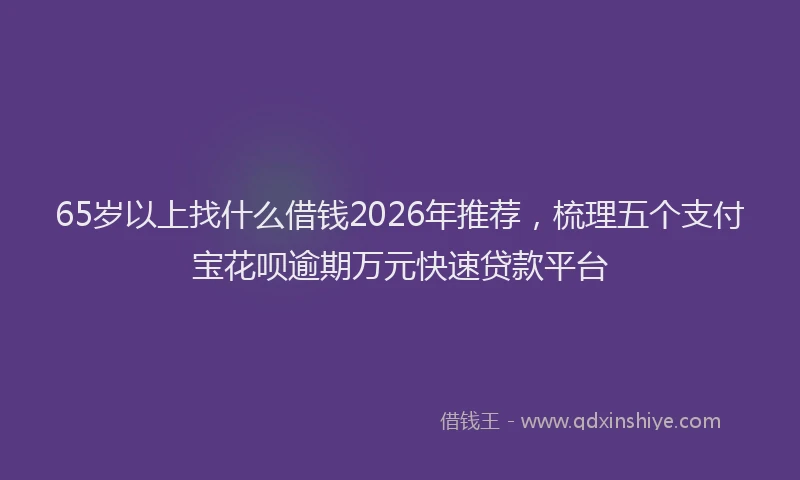 65岁以上找什么借钱2026年推荐，梳理五个支付宝花呗逾期万元快速贷款平台