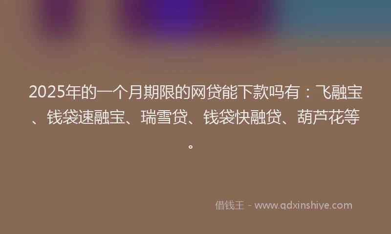 2025年的一个月期限的网贷能下款吗有：飞融宝、钱袋速融宝、瑞雪贷、钱袋快融贷、葫芦花等。