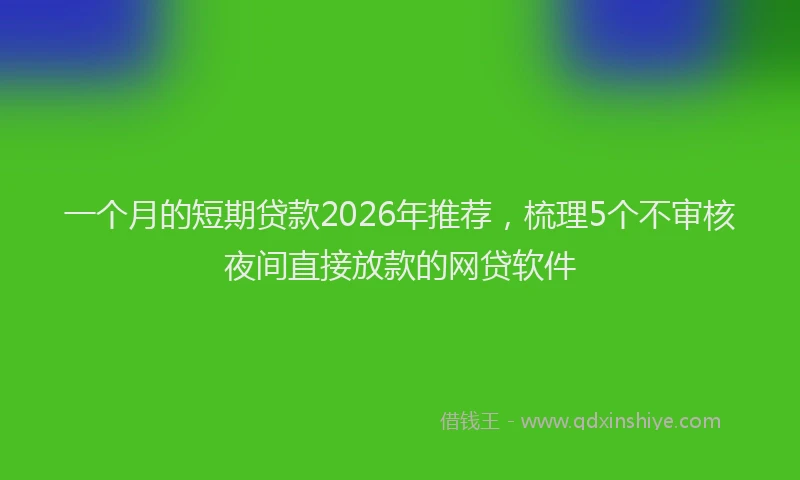 一个月的短期贷款2026年推荐，梳理5个不审核夜间直接放款的网贷软件