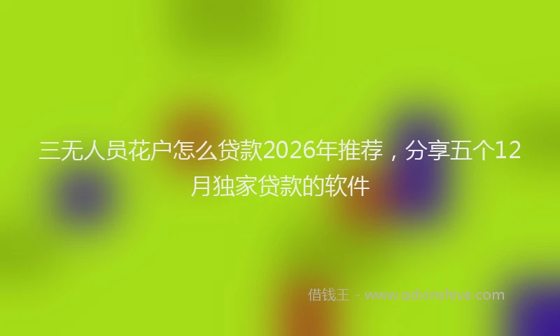 三无人员花户怎么贷款2026年推荐,分享五个12月独家贷款的软件