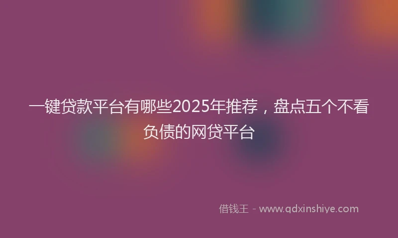 一键贷款平台有哪些2025年推荐，盘点五个不看负债的网贷平台