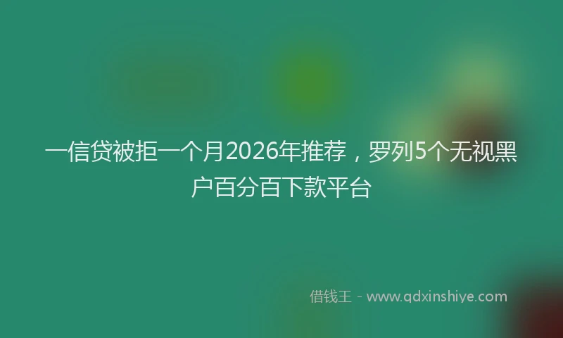 一信贷被拒一个月2026年推荐，罗列5个无视黑户百分百下款平台