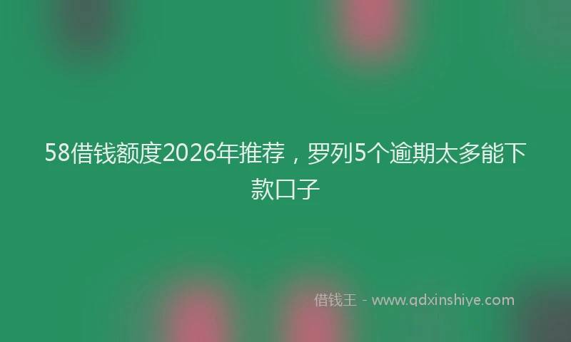 58借钱额度2026年推荐，罗列5个逾期太多能下款口子