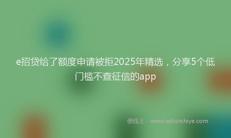 e招贷给了额度申请被拒2025年精选，分享5个低门槛不查征信的app
