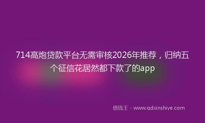 714高炮贷款平台无需审核2026年推荐，归纳五个征信花居然都下款了的app