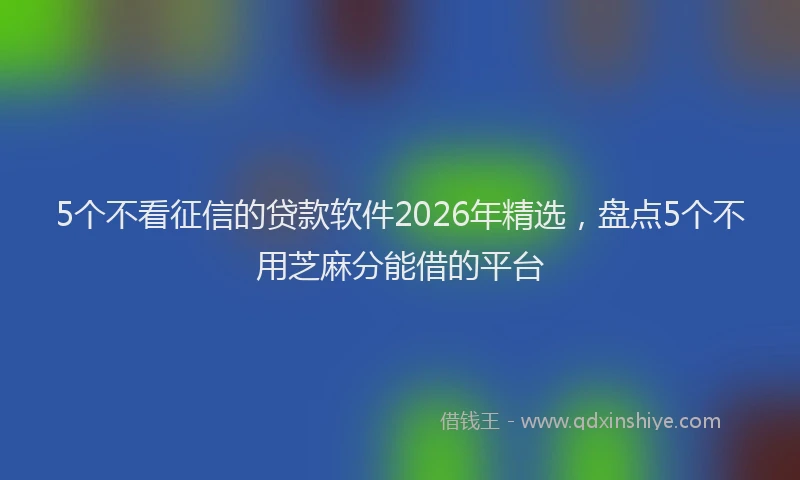 5个不看征信的贷款软件2026年精选，盘点5个不用芝麻分能借的平台