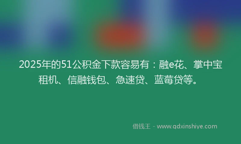 2025年的51公积金下款容易有：融e花、掌中宝租机、信融钱包、急速贷、蓝莓贷等。