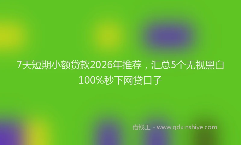 7天短期小额贷款2026年推荐，汇总5个无视黑白100%秒下网贷口子