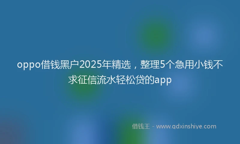 oppo借钱黑户2025年精选，整理5个急用小钱不求征信流水轻松贷的app
