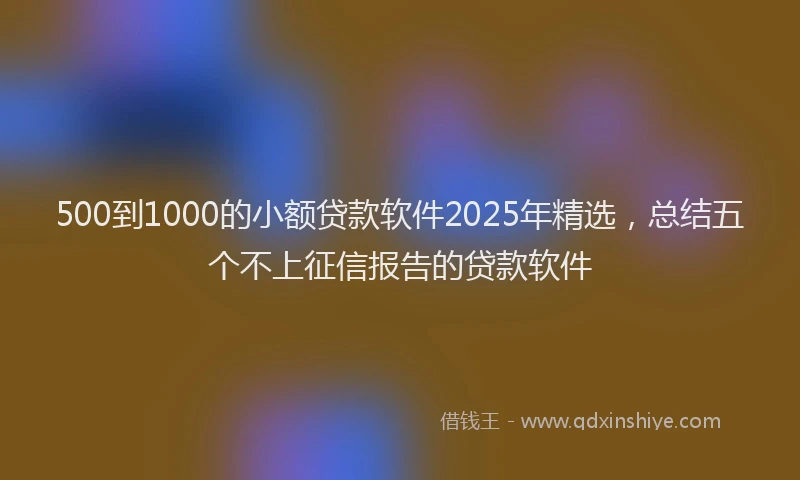 500到1000的小额贷款软件2025年精选,总结五个不上征信报告的贷款软件