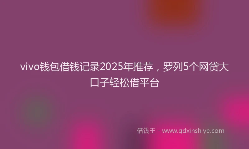 vivo钱包借钱记录2025年推荐，罗列5个网贷大口子轻松借平台