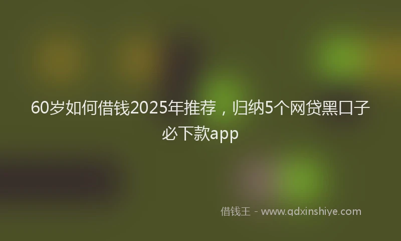 60岁如何借钱2025年推荐，归纳5个网贷黑口子必下款app