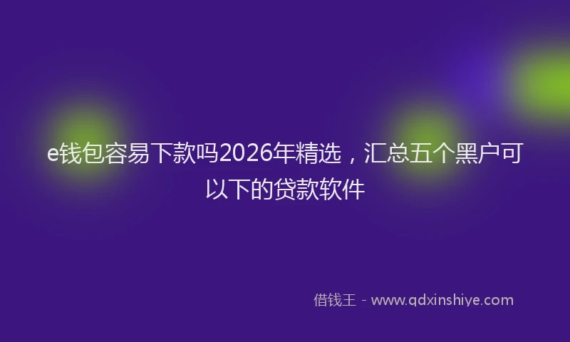 e钱包容易下款吗2026年精选，汇总五个黑户可以下的贷款软件