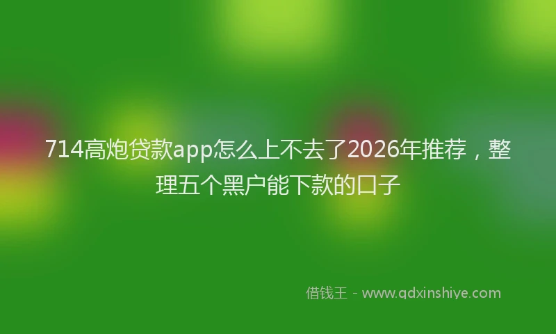 714高炮贷款app怎么上不去了2026年推荐，整理五个黑户能下款的口子