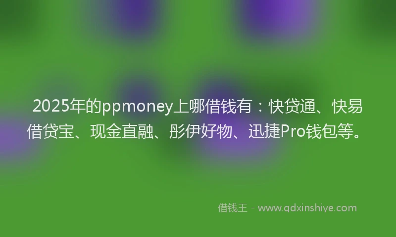 2025年的ppmoney上哪借钱有：快贷通、快易借贷宝、现金直融、彤伊好物、迅捷Pro钱包等。